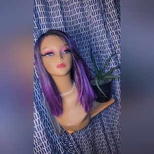 Gorgeous purple pink lace front wig